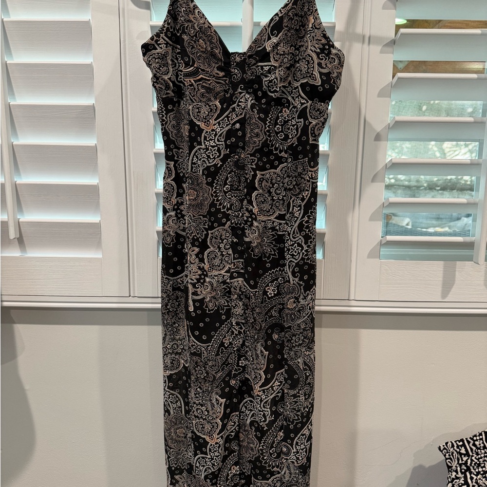 Black and Cream Paisley Dress
